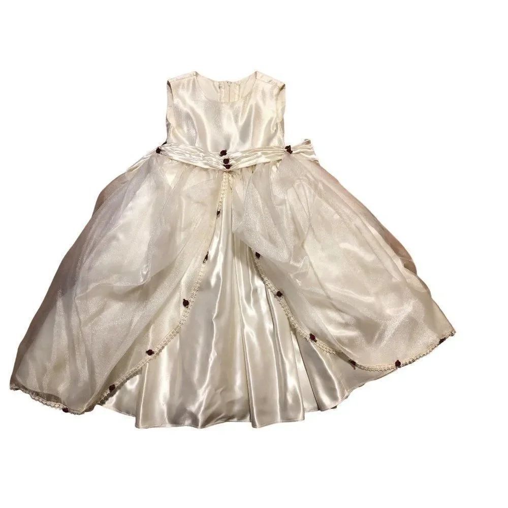 Renaissance Princess Prom First Communion Bridesmaid White Girls Dress 6 VTG